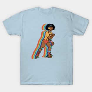 Vintage Roller Girl on Rollerblades // Rainbow Skater T-Shirt